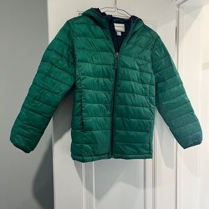 Amazon Essentials Boy’s Green Puffer Jacket with Hood